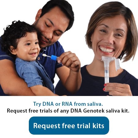 Request free trial kits of any DNA Genotek saliva kit